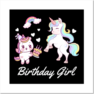 Birthday Girl Unicorn T-Shirt Posters and Art